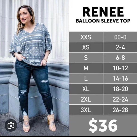New with tags women’s Lularoe Renee top - size 3xl (26-28) - Picture 4 of 4
